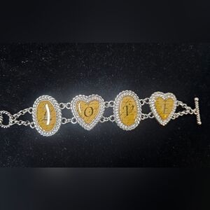 Brighton "Love" toggle bracelet with heart and oval links spelling "LOVE"